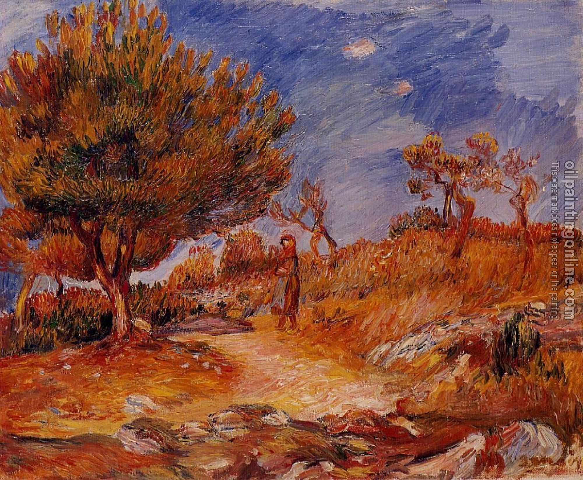 Renoir, Pierre Auguste - Landscape, Woman under a Tree